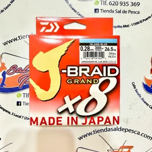 HILO TRENZADO DAIWA JAPAN J-BRAID GRAND 8X 0,28MM. AZUL 270MT.