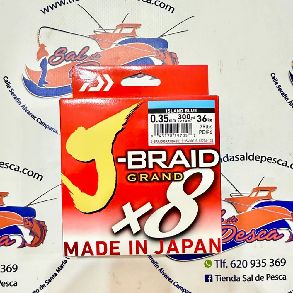HILO TRENZADO DAIWA JAPAN J-BRAID GRAND 8X 0,35MM. AZUL 270MT.