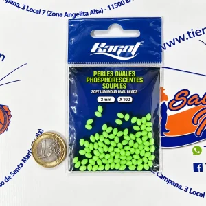 PERLAS OVALES BLANDAS RAGOT COLOR VERDE LUMINOSAS TALLA 3MM. 100 UNID.